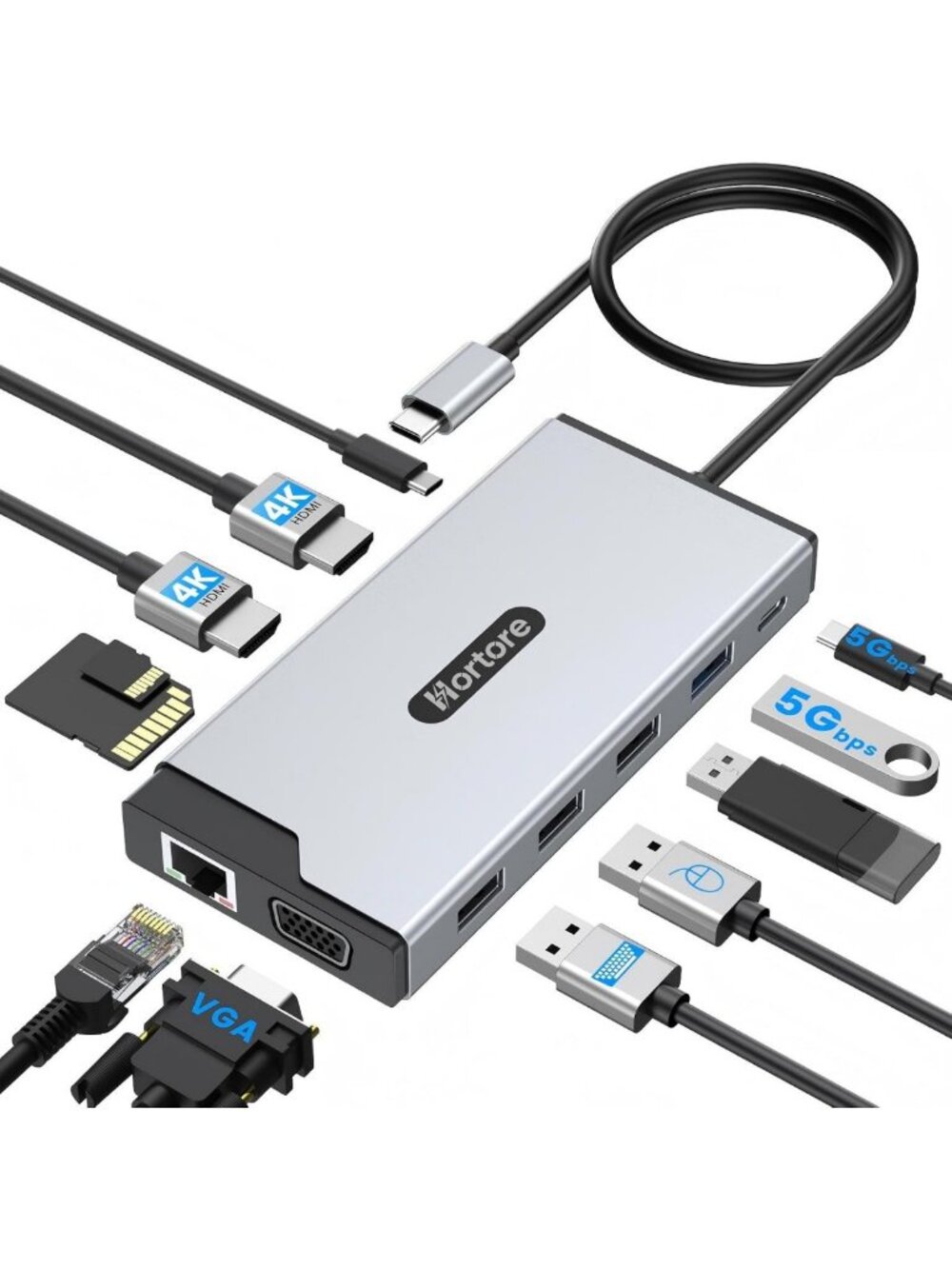 Multiport USB-C Hub Docking Station with Triple Display & Fast Charging